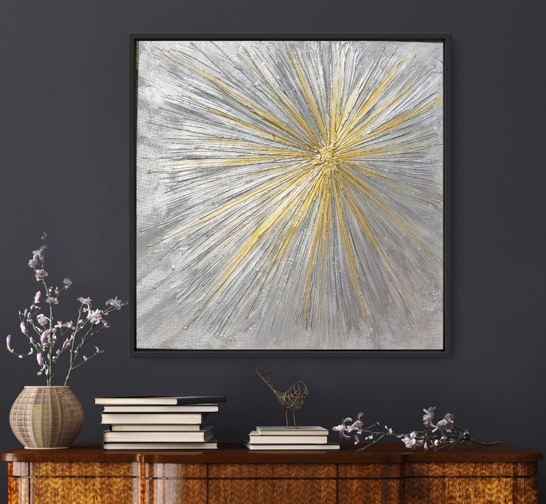 Abstract Modern Textured Art, Contemporary Art, Silver Gold Metallic