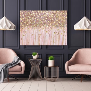 Rose Gold Painting for Livingroom, Rose Gold Glitter Wall Decor ...