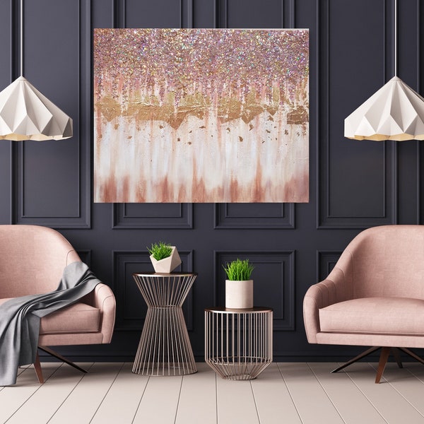 Rose Gold Wall Art Etsy