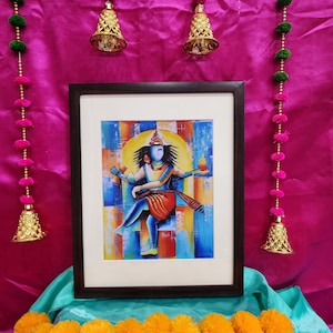Dancing Shiva Canvas Print: Framed Hindu God Art (15x12)