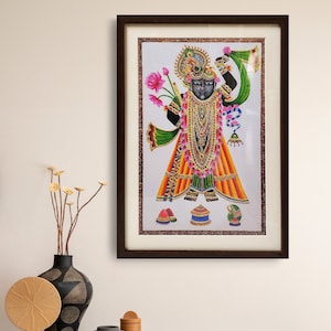 Shrinathji Canvas Print: Framed Hindu God Pichwai Wall Art