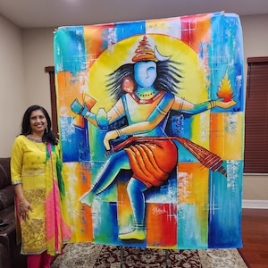 Abstract Nataraj Shiva Painting: Hindu God Canvas Art