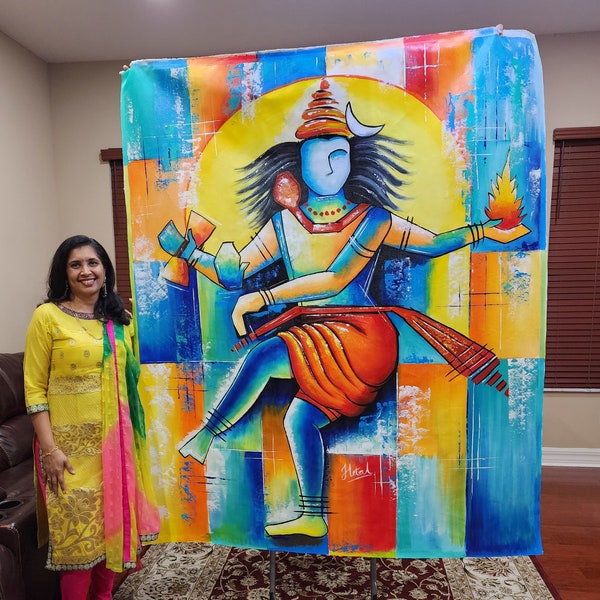 Abstract lord Shiva, Nataraj Shiva painting, Contemporary style Dancing shiva, Hindu God Shiva Canvas Art, Asian Art, Abstract