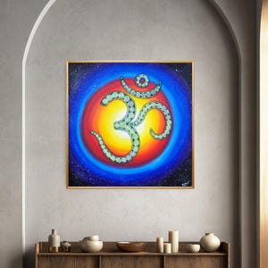 Yoga Art, Spiritual Home Decor, Om Symbol painting, textured art, Meditation room art, entryway Om symbol Mantra, Spiritual Art