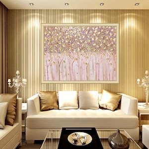 Rose Gold Painting for Livingroom, Rose Gold Glitter Wall Decor ...