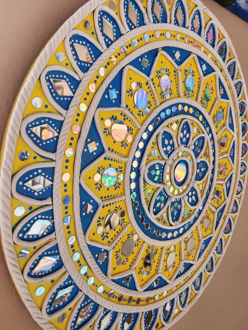 Mandala Clay Art, Lippan Wall Art, Indian Folk Art With Mirrors, Indian