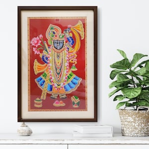 Shrinathji Canvas Print: Framed Hindu God Pichwai Wall Art