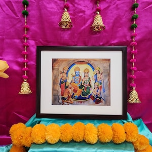 Lord Ram Parivaar Canvas Print: Hindu God Family Portrait