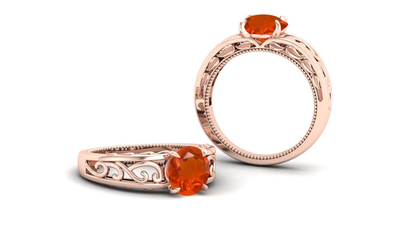 1.24Ct.Natural Fire Opal Wedding Bridal Ring Vintage Art Deco Etsy