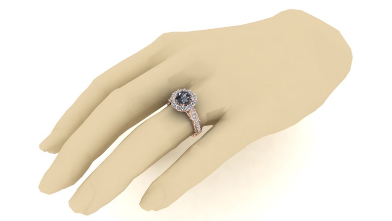 Solitaire Ring For Love Vintage Art Deco Ring 1.60Ct Floral Ring Moissanite Ring Halo Ring Natural Black Rutile Engagement Bridal Ring