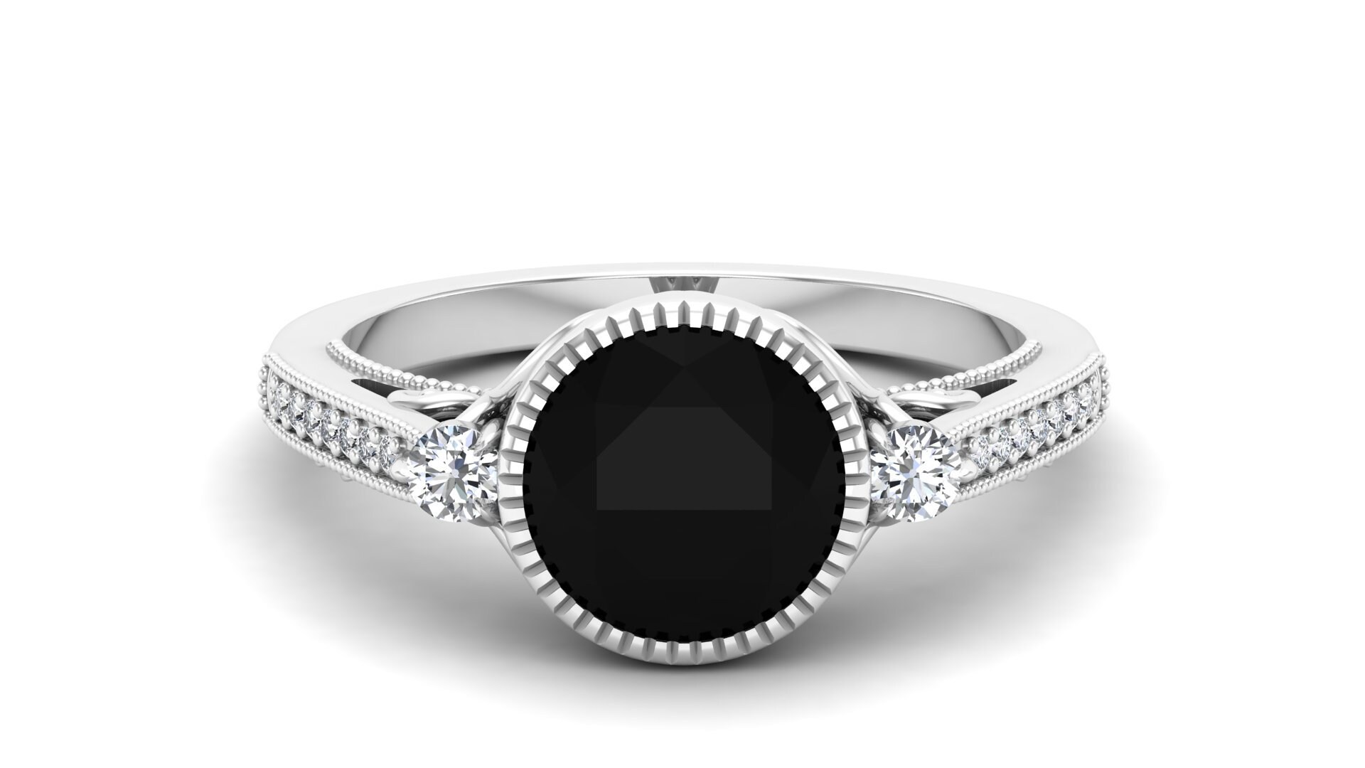 2.30Ct. Black Onyx Wedding Bridal Ring Moissanite Ring Etsy