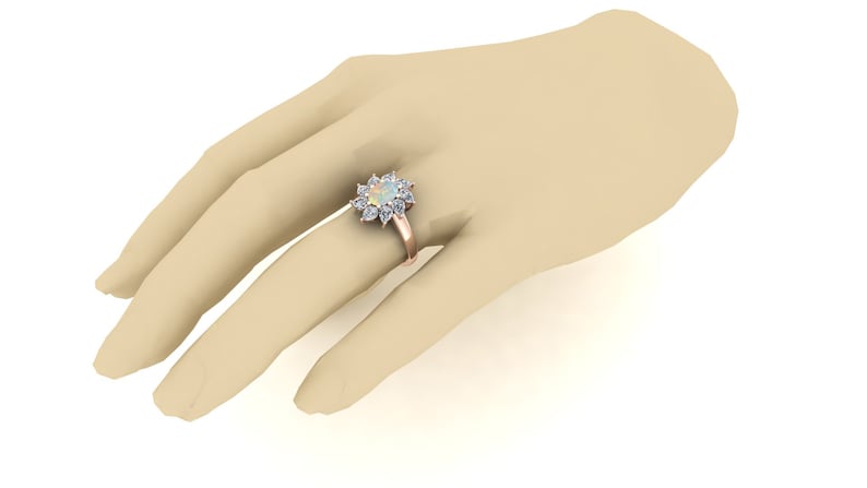 Natural AAA Opal Wedding Bridal Ring Vintage Art deco Ring Moissanite Halo Ring Prong Ring Antique Ring Pear Ring Solitaire Bend Ring