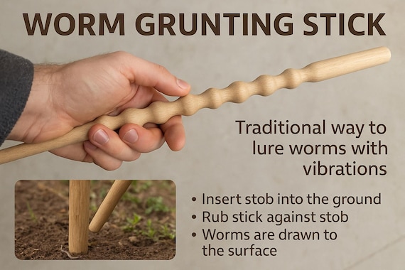 Fishing Worm Grunting Stick Earthworm Collector, Wormfinder, Worms