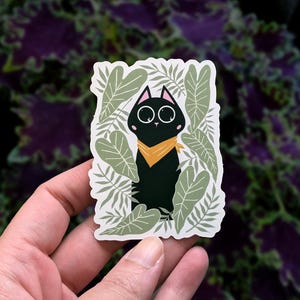 Cute Bandana Cat Sticker, Cute cat kawaii sticker, Black cat sticker, Vinyl matte sticker, Sticker for laptop or bottle, Cute stationary