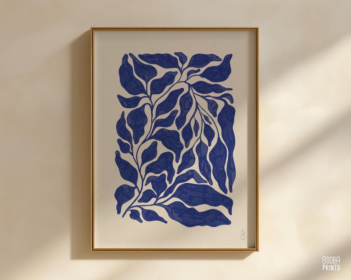 DIGITAL DOWNLOAD Minimalist Navy Blue Plant, Marker Style Living Room Art, Downloadable Instant Download, Minimal Art Poster, Affordable Art