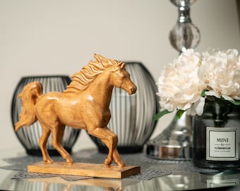 Two Sided Carved Horse: Cherry Wood, Natural Elegance, and Rustic Charm for Home Decor - full horse edition