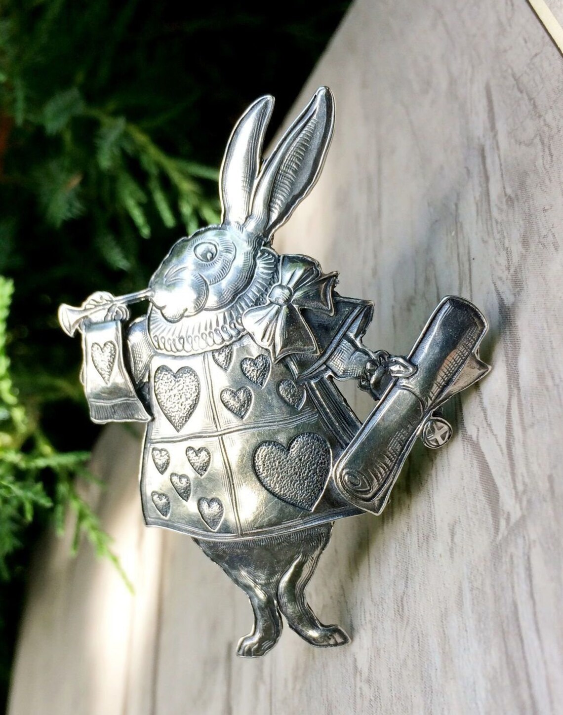 Vintage silver brooch White Rabbit Kit Carson Etsy