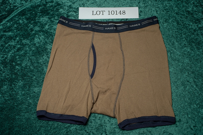 Hanes Comfortflex brown with navy accents boxer brief EUC L 36-38 10148