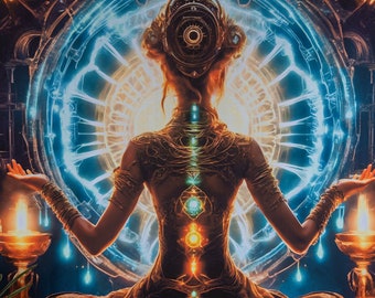 Enlighten Chakras - UV meditation yoga Tapestry