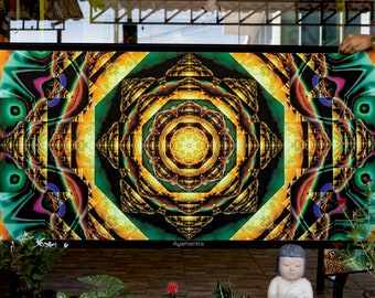 Ayamantra UV Psychedelic Fractal Tapestry