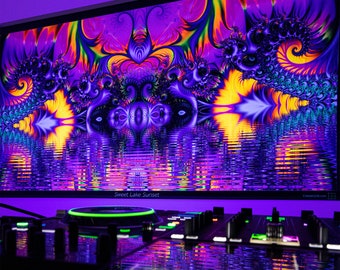 Sweet Lake Sunset UV Psychedelic trippy Fractal Tapestry