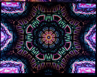 Festimap UV Trippy Psychedelic Fractal Tapestry