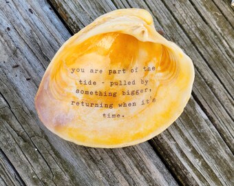 Inspirational Quote Seashell: Handmade Coastal Decor, Ring Dish