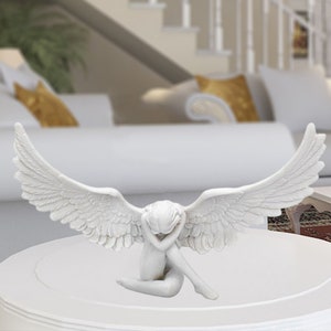 White angel Fairy Wing Sculpture, Home Decoration, Modern Home Office Room Décor, Gift, Craft and Ornaments, Flying White Angel Statue 2023