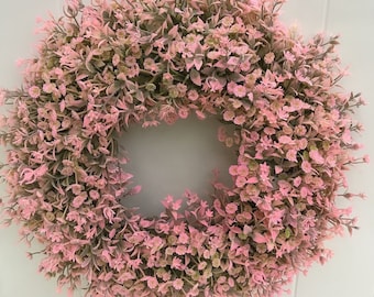 45cm Artificial Baby Breath Wreath Artificial Quality Flowers Background Wall/Front Door/Window/Wedding/Party/New Year Home Decoration 2024