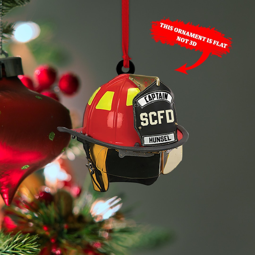 Personalized Firefighter Helmet Ornament Christmas Etsy
