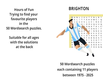 Brighton Football Wordsearch Book - 50 puzzles, 11 players per page spanning 50 years