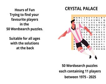 Crystal Palace Wordsearch Book - 50 puzzles, 11 players per page spanning 50 years