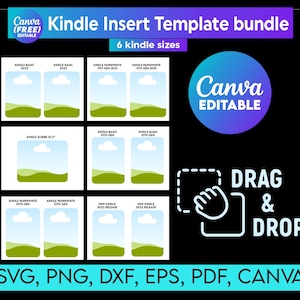 Kindle Insert Template bundle, Customizable Kindle Insert Canva Template Clear Case Printable Insert for Kindle Paperwhite, Scribe, Basic