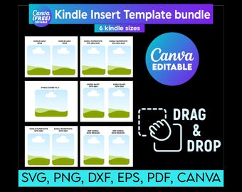 Kindle Insert Template bundle, Customizable Kindle Insert Canva Template Clear Case Printable Insert for Kindle Paperwhite, Scribe, Basic