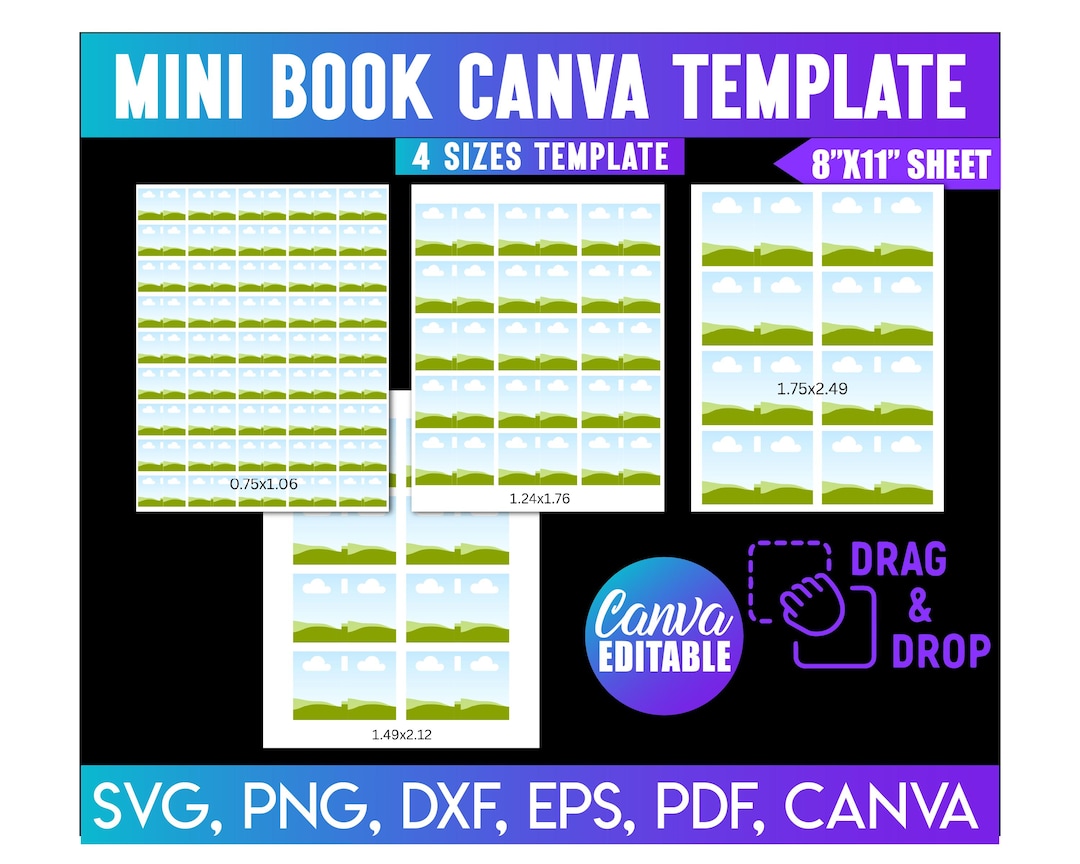 Mini Book Covers Canva Editable Template, Mini Book Cover Template