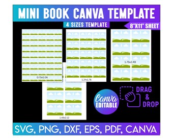 Mini Book Covers Canva Editable Template, Mini Book Cover Template Editable Printable, Custom Mini Books, Books for Jars Canva Editable
