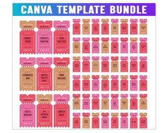 60 Editable Gift Love Romantic Coupons, Valentine's Day Coupons, Canva Love Coupons, Gift for Him, Love Coupon Canva Editable Book