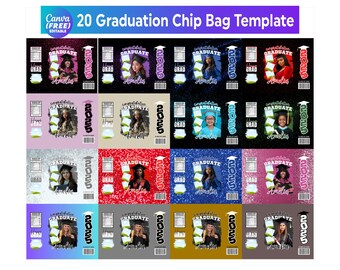 Graduation Chip Bag Canva Editable Templates Bundle, Chip Bag Template, Congrats Template Design, Grad Party Favor Mockups