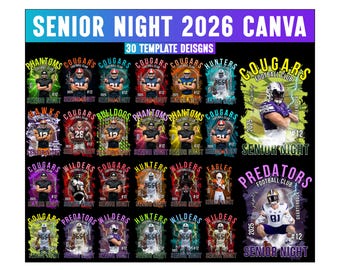 30 Senior Night  Canva Editable Template, Football Shirt Canva, Football Design, Photo Collage, Game Sports Rap Tee Senior Night Template