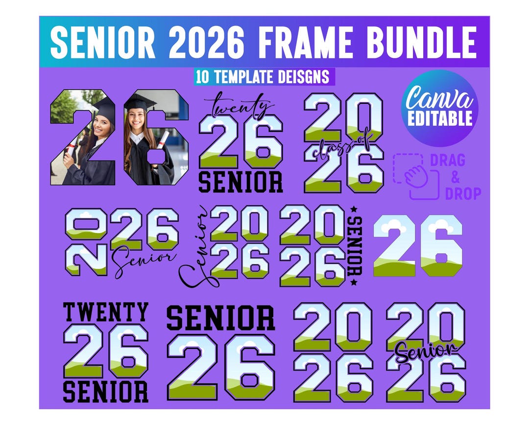 Senior Class of 2026 Canva Template, Editable Senior Frame 2026 ...