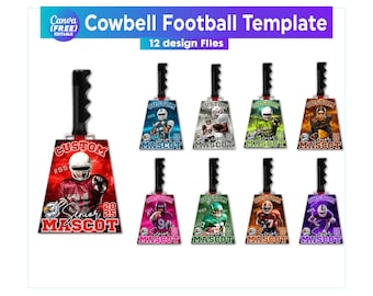 12 Cowbell Canva Editable Template, Football Cowbell Designs, Editable Template, Custom Cowbell Design, Game Day Spirit Template
