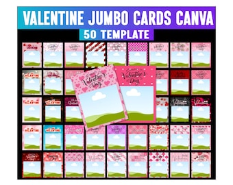 Alla hjärtans dag-jumbokort, alla hjärtans dag-presentkort, alla hjärtans dag-jumbo-snackkort Canva-mall, anpassat fotokollage, jumbo-godiskort