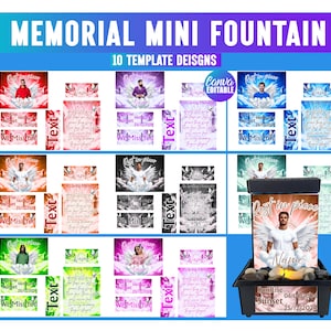 Memorial Mini Fountain Canva Editable Bundle, Fountain Template, Canva Editable Template, Custom Memorial Fountain, Editable Mini Fountain