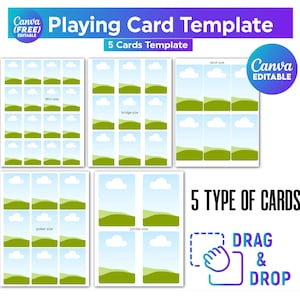 Modelo de carta de baralho em branco editável no Canva, moldura personalizada para cartões de foto, criador de cartas de baralho faça você mesmo, design de cartão de sublimação personalizado