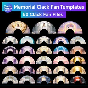 50 Clack Fan Memorial Design Canva Templates, Ready to Edit, Fully Editable Drag & Drop Memorial Template, Canva Funeral Fan Template