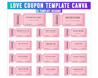 Love Coupon Canva Editable Book, Editable Gift Love Romantic Coupons, Valentine's Day Coupons, Canva Love Coupons, Gift for Him