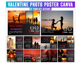 Valentine Movie Poster Canva Editable Template, Couple Movie Poster, Valentines Day Card Template, Canva Valentine Card