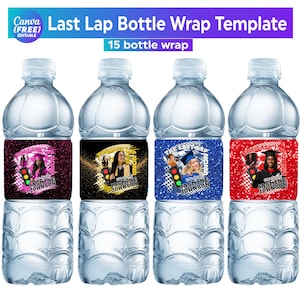 Last Lap Graduation water bottle template, Graduation Water Bottle label Canva Editable Template Bundle, Grad Party Favor Mockups
