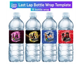 Last Lap Graduation water bottle template, Graduation Water Bottle label Canva Editable Template Bundle, Grad Party Favor Mockups