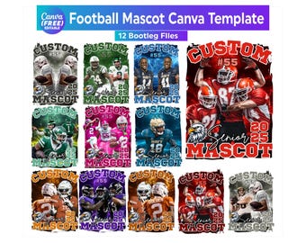 Modello modificabile per mascotte di calcio Canva, maglietta della mascotte di calcio Canva, design di calcio, collage di foto trascina e rilascia di sport di gioco Canva